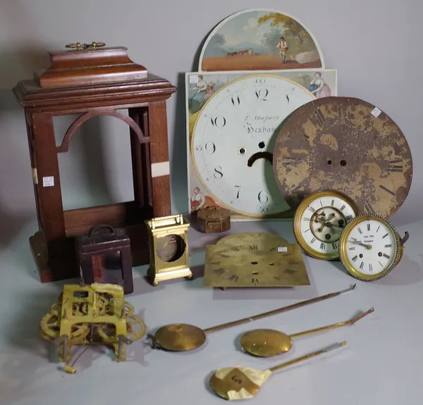 Horological interest comprising; a group of 19th century and later clock parts and cases, (qty).