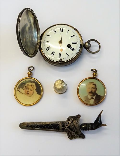 A silver cased, key wind, hunting cased pocket watch, the gilt fusee movement detailed Wm Knight, Bristol 12428, the enamelled dial with Roman numeral