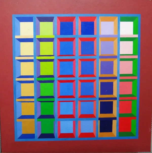 Manner of Victor Vasarely, Untitled, oil on board, 76cm x 76cm