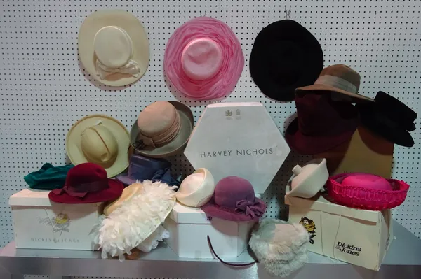 Fashion interest, a quantity of lady's hats, mostly boxed including; Harvey Nicholls, Harrods, Trickers and sundry, (17).