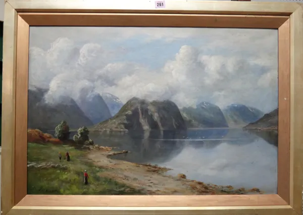 Tulle Richardson (19th/20th century), Lake scene, oil on canvas, signed, 51cm x 77cm.