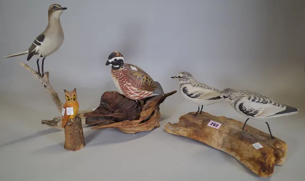 A group of 20th century carved wooden bird models in the manner of Guy Taplin, (6).