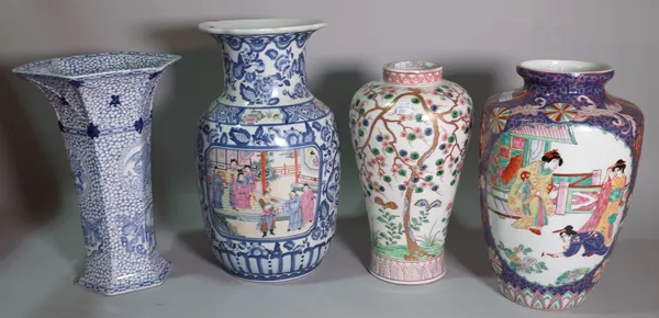 A group of eight 20th century Asian vases of various styles/ forms, the tallest 44cm high, (8).