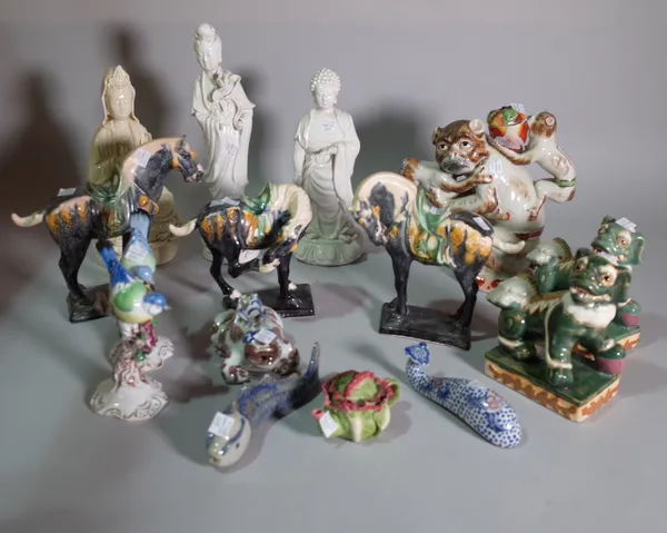 A quantity of mostly 20th century Asian ceramic figures of animals, (qty).