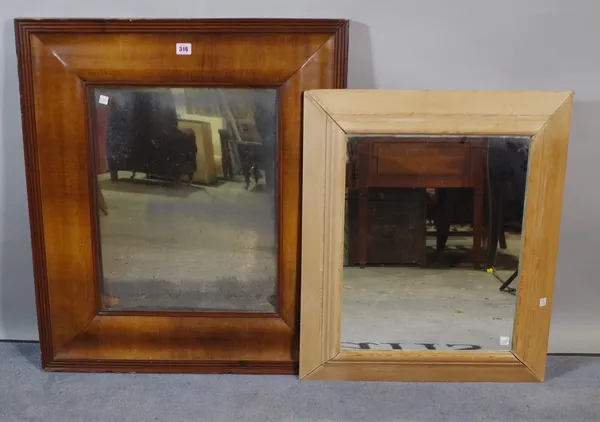 A group of four 20th century rectangular wall mirrors, the largest 73cm wide x 106cm high, (4).