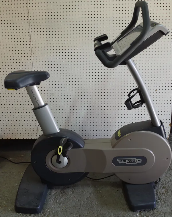 Techno Gym; an upright exercise bike.