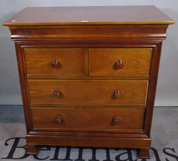 A 20th century mahogany chest of two short and two long drawers, 92cm wide  96cm high.