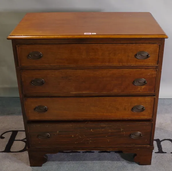 A late George III style chest of four long graduated drawers on bracket feet 73cm wide x 78cm high.