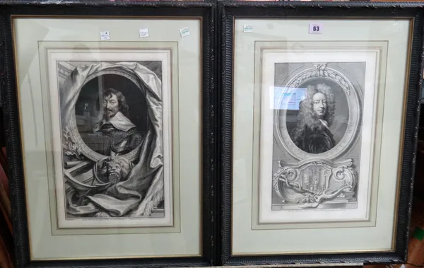 After van Dyck, Portrait of Robert Rich, Earl of Warwick; After Sir Godfrey Kneller, Portrait of Sir Samuel Garth M.D., two engravings by Houbraken, e