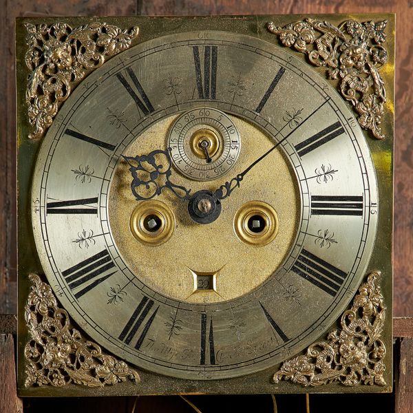 An oak, pine and fruitwood longcase clockThe movement by Thomas Wise, London, circa 1690, the case laterThe 11in. dial with silvered chapter ring, sig