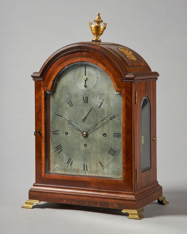 A George III ormolu-mounted, mahogany and satinwood crossbanded quarter chiming three train bracket clockBy John Thwaites, Clerkenwell, London, No 269