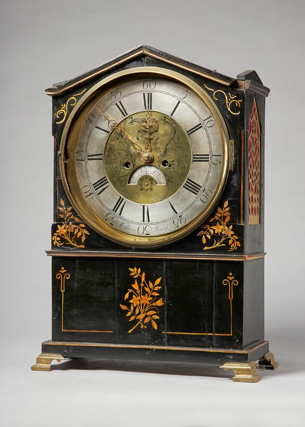 A parcel gilt and black lacquered bracket clockThe dial signed William Terry, early 19th century and laterWith an arched pediment above 12in. circular