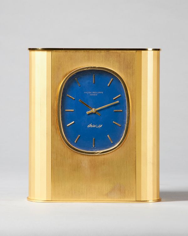 A Swiss gilt brass solar-powered Ellipse d'Or timepieceBy Patek Philippe, Geneva, circa 1980The ovoid case inset with a solar-powered panel to the top