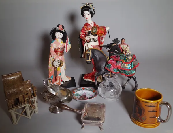 Collectables, mainly Asian, including; a group of 20th century decorative items, dolls, Rosenthal glass dish, figures and sundry, (qty).