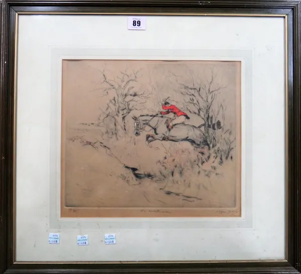 Tom Carr (1912-1977), The Huntsman, etching with hand colouring, signed, inscribed and numbered, 24.5cm x 29.5cm.