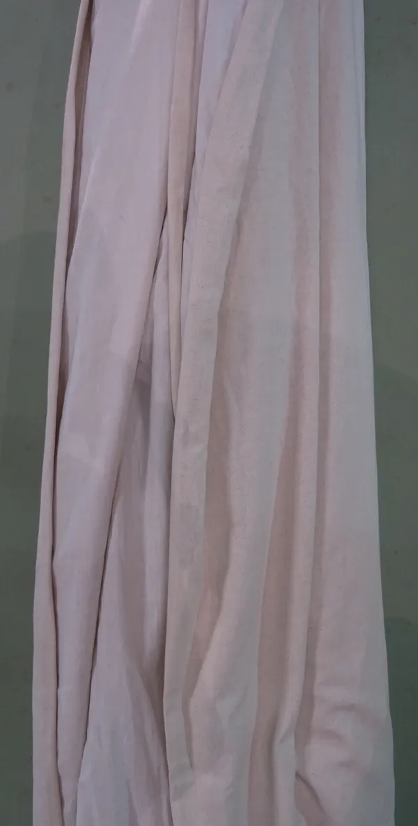 John Lewis; a pair of 20th century cream cotton lined curtains, each 80cm wide x 230cm drop.
