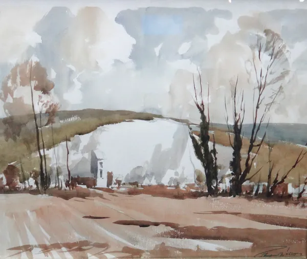 Edward Wesson (1910-1983), A Downland quarry, watercolour, signed, 50cm x 61cm. ARR