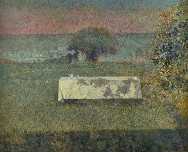 David Tindle (b. 1932), Moonlight, tempera on board, signed with initials; further signed, titled, dated and inscribed 'David Tindle 84-5/"Moonlight"/