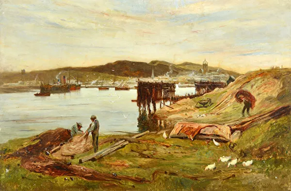 George W Aikman (1831-1906), Tarbert, Loch Fyne, oil on canvas, signed, 59cm x 89cm.