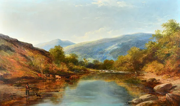 Adam Barland (fl.1843-1875), A Grand View, Wales, oil on canvas, signed and dated 1861, 74cm x 126cm.