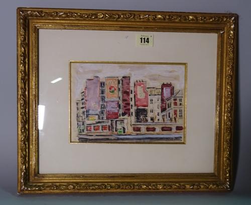 Follower of Orfeo Tamburi, Cityscape, pen, ink and gouache, bears a signature, 14.5cm x 20.5cm.