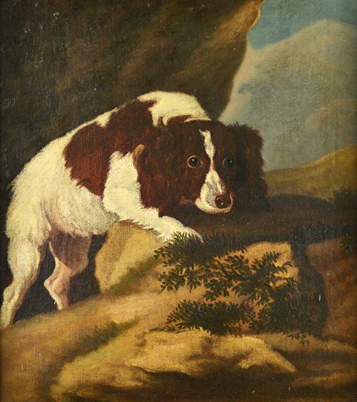 Follower of Adriaen Cornelisz Beeldemaker (1625-1701), A spaniel in a landscape, oil on canvas, 52cm x 46cm.Literature: J.P. Richter, Catalogue of Pic