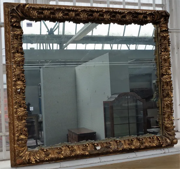 A 19th century gilt framed rectangular mirror with deep moulded frame, 87cm wide x 101cm high.