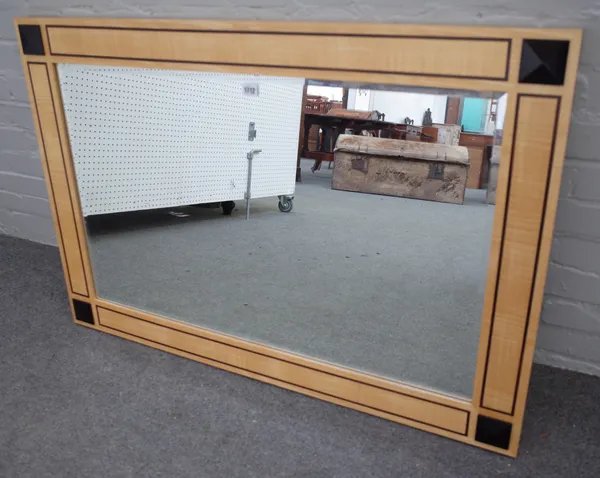 Linley; an inlaid rectangular satinwood mirror, with bevelled plate, 111cm wide x 76cm high.