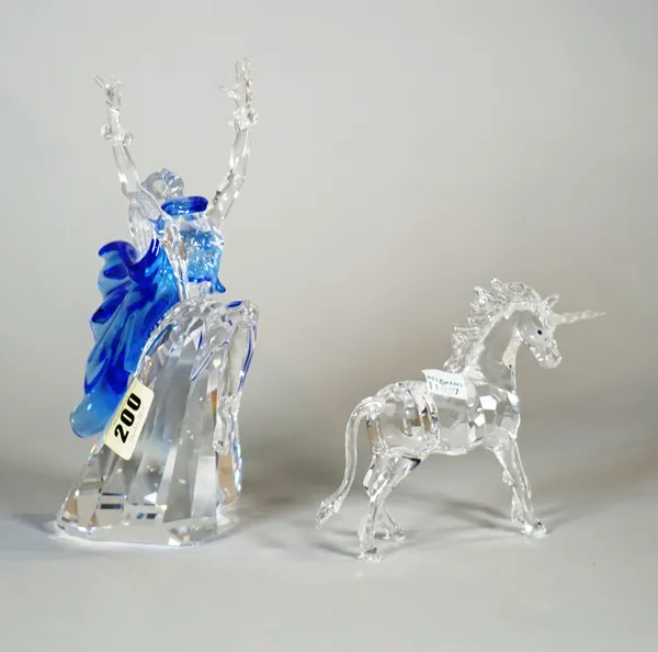 Swarovski; limited edition figure, Isadora - 2002, 'Magic of Dance', boxed and a figure of a unicorn, boxed, (2).