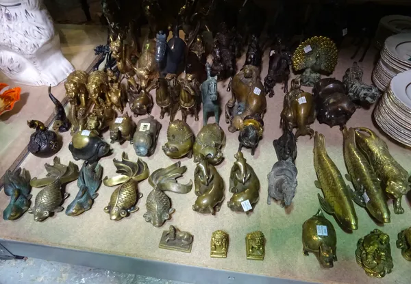 Asian interest, 20th century Chinese bronze animal figures including, horses, fish, dragons and dogs, (qty).