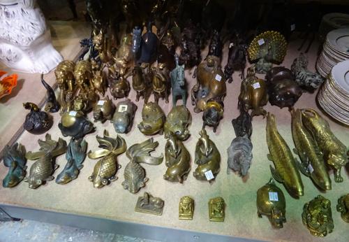 Asian interest, 20th century Chinese bronze animal figures including, horses, fish, dragons and dogs, (qty).