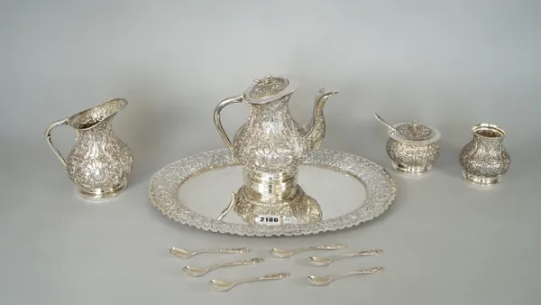 Asian wares, comprising; a four piece tea set, comprising; a teapot, a milk jug, a sugar bowl and cover and a bowl, each piece of baluster form, the t