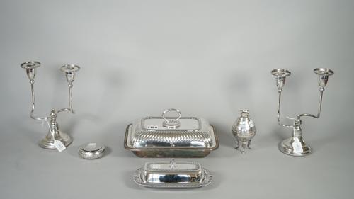 A late Victorian silver circular tobacco box, with scroll engraved decoration, Birmingham 1898, an Argentinian mate bowl, raised on three feet and pla