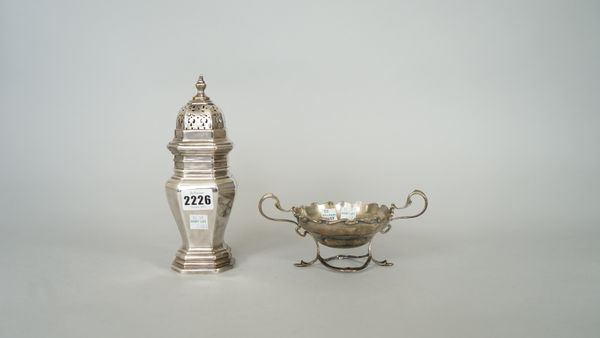 Silver, comprising; a sugar caster, of octagonal baluster form, in the 18th century taste, maker Goldsmiths & Silversmiths Company Ld, London 1910 and