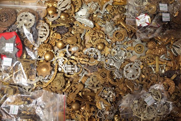 A large quantity of British Forces cap badges, mostly re-strikes, foreign cap and other badges, collar badges, rank badges and further badges, (qty).