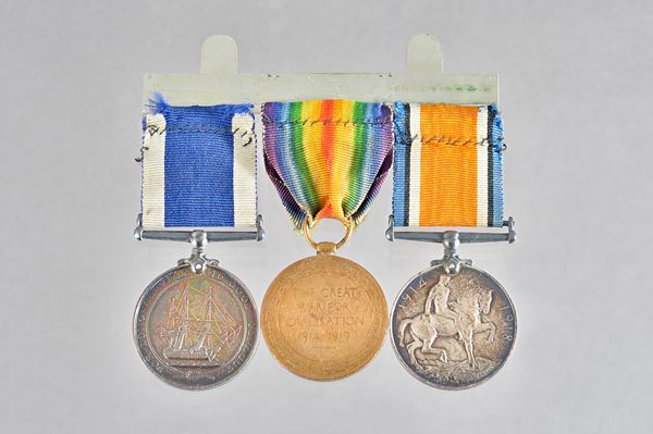 A 1914-18 British War Medal and a 1914-19 Victory Medal to PLY. 20166 PTE.D.A.DRAGE. R.M.L.I. and a Navy Long Service and Good Conduct medal, George V