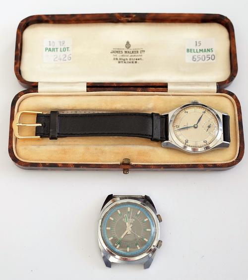 An Omega steel cased gentleman's wristwatch, the signed silvered dial with black Arabic and baton numerals and with subsidiary seconds, with a case an