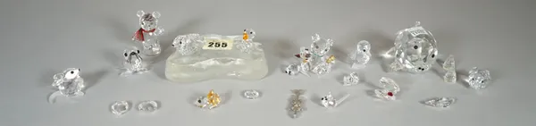 Swarovski, a group of sixteen crystal figures, including, ducks, mice, bears and sundry, (qty).