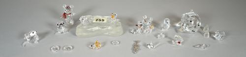 Swarovski, a group of sixteen crystal figures, including, ducks, mice, bears and sundry, (qty).