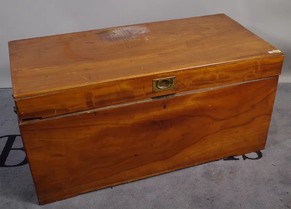 An early 20th century camphor wood trunk with tray interior, 103cm wide x 50cm high.