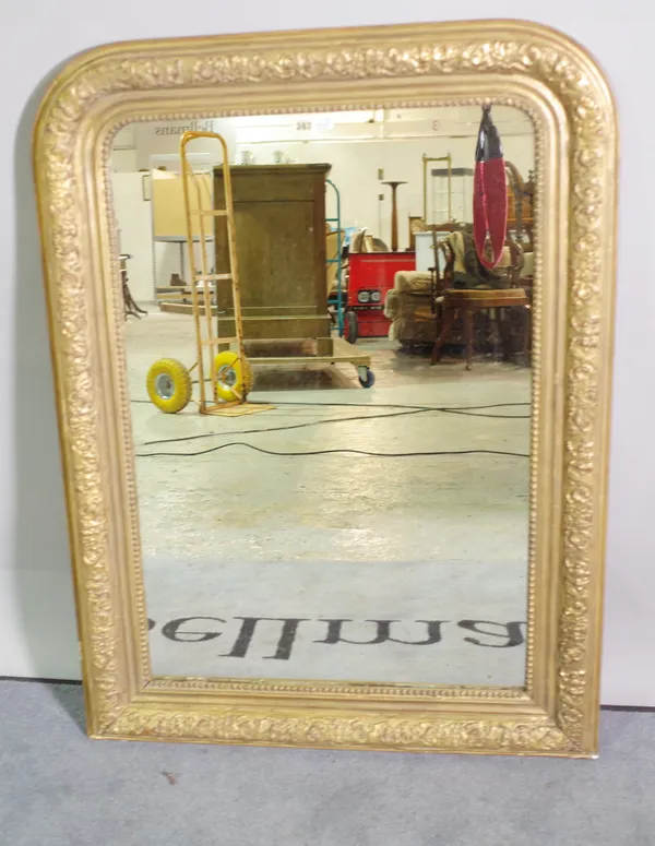 A late 19th century gilt framed overmantel wall mirror, 77cm wide x 97cm high.