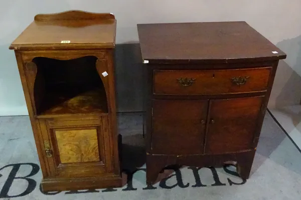 A 19th century mahogany pot cupboard, 90cm wide x 70cm high and a George III mahogany commode, 56cm wide x 68cm high, (2).