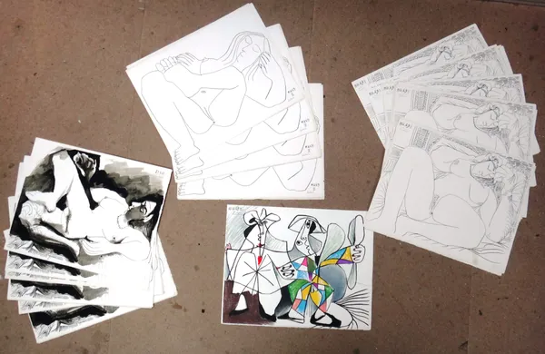 After Pablo Picasso, a group of assorted lithographic reproduction prints, all unframed, (folio).