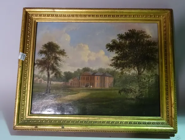 English School (19th century), View of a country house, oil on canvas, 24.5cm x 33cm.