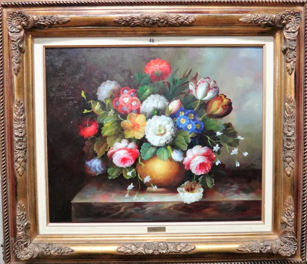 ** Frances (20th century), Flowerpiece, oil on canvas, signed, 49cm x 60cm.