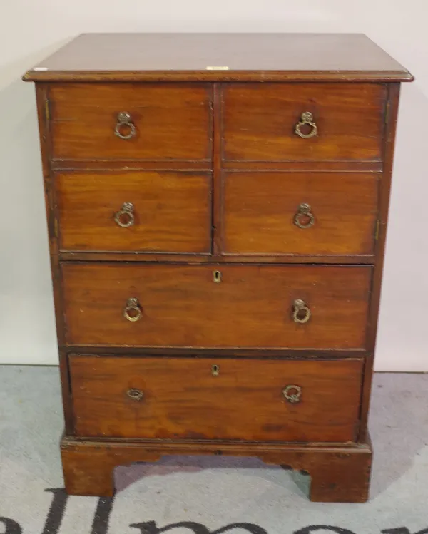 A 19th century mahogany chest with two dummy drawers, over two long drawers on bracket feet, 56cm wide x 77cm high.