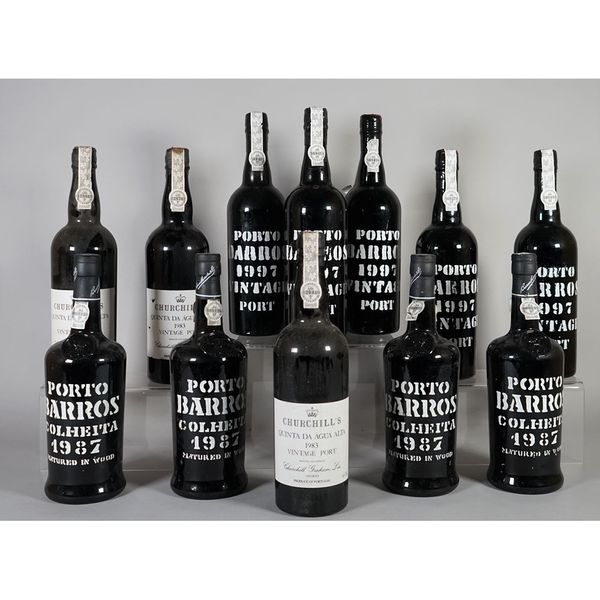 Twelve bottles of port, comprising; five 1997 Porto Barros Vintage, four 1987 Porto Barros Vintage and three 1983 Churchill's vintage port, (12).