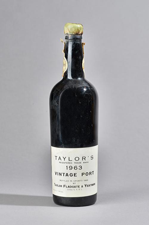 One bottle 1963 Taylors vintage port, bottle in Oporto by Taylor Fladgate & Yeatman.
