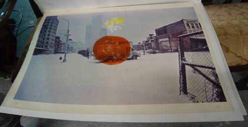 R** Whi**(20th century), American city, colour screenprint, indistinctly signed and numbered 133/150, unframed, 65.5cm x 96cm.