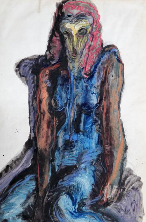 Attributed to Vera Cuningham (1897-1955), Untitled, mixed media, unframed, 54cm x 36cm and a city street scene indistinctly signed, 22.5cm x 29cm. (2)